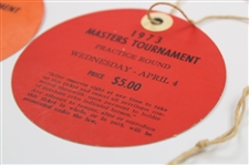 1973 Masters Tournament Monday, Tuesday & Wednesday Practice Rd Tickets - Tommy Aaron Winner
