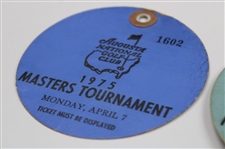 1975 Masters Tournament Monday, Tuesday & Wednesday Practice Rd Tickets - Jack Nicklaus Winner