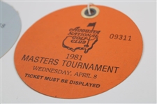 1981 Masters Tournament Monday, Tuesday & Wednesday Practice Rd Tickets - Tom Watson Winner