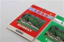 1999 Masters Tournament Monday, Tuesday & Wednesday Practice Rd Tickets - Jose Maria Olazabal Winner