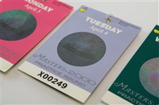 2000 Masters Tournament Monday, Tuesday & Wednesday Practice Rd Tickets - Vijay Singh Winner