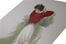 Early Coloured Lady Golfer Print