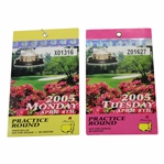 2005 Masters Tournament Monday & Tuesday Practice Rd Tickets - Tiger Woods Winner
