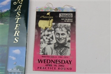 2002 Masters Tournament Wednesday Practice Round Ticket #Z00400 w/2002 Yardage Guide & Parking Permit