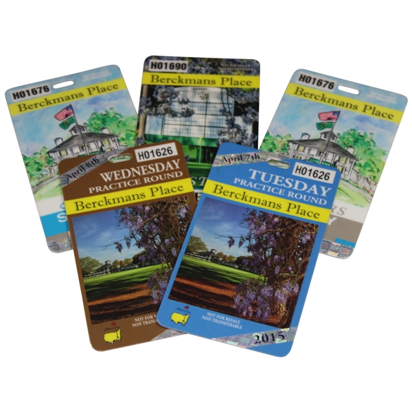 Five (5) Masters Tournament Berckmans Place Badges From 2015-2018