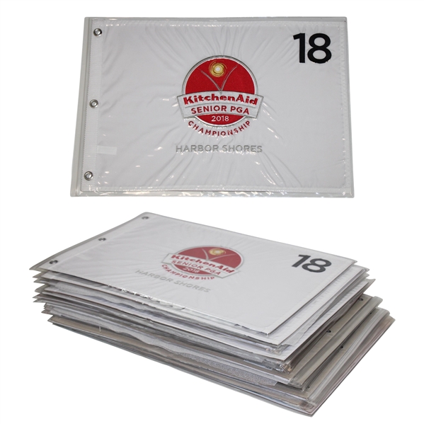 Twenty (20) 2018 Senior PGA KitchenAid Embroidered White Flags - Paul Broadhurst Winner