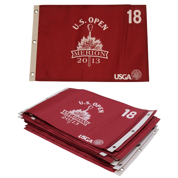 Twenty (20) 2013 US Open at Merion Golf Club Red Screen Flags - Justin Rose Winner