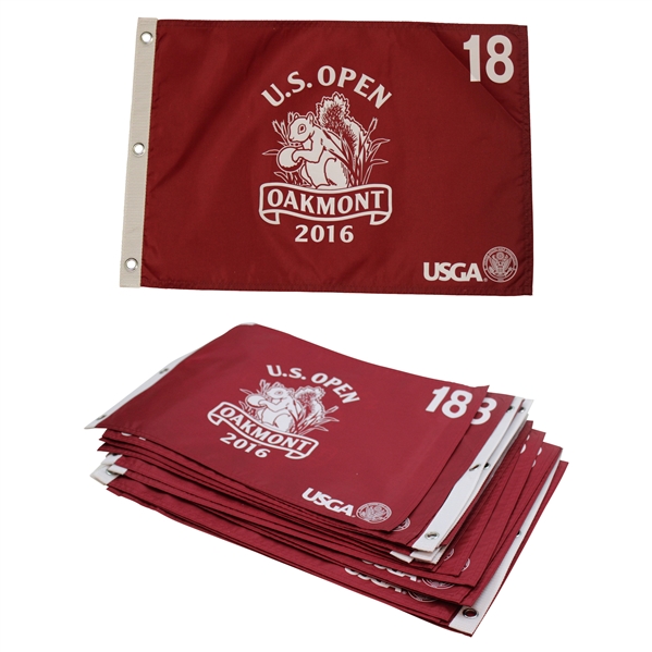 Twenty (20) 2016 US Open Championship at Oakmont Red Screen Flags - Dustin Johnson Winner