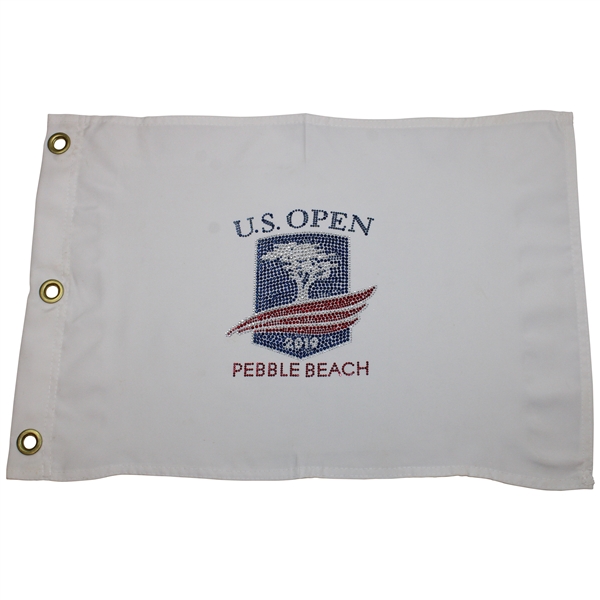 2019 US Open at Pebble Beach Red, White & Blue Sequins Embroidered White Flag