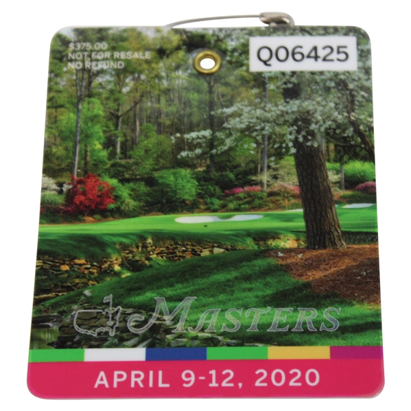 2020 Masters Tournament SERIES Badge #Q06425 - Dustin Johnson Winner