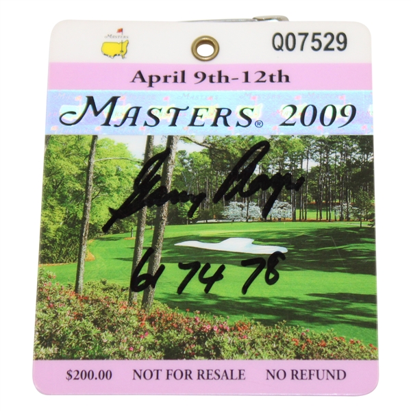 Gary Player Signed 2009 Masters Tournament SERIES Badge #Q07529 with Years Won JSA ALOA