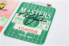 Nick Faldo Signed 1989, 1990, & 1996 Masters Tournament SERIES Badges JSA ALOA