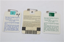 Nick Faldo Signed 1989, 1990, & 1996 Masters Tournament SERIES Badges JSA ALOA