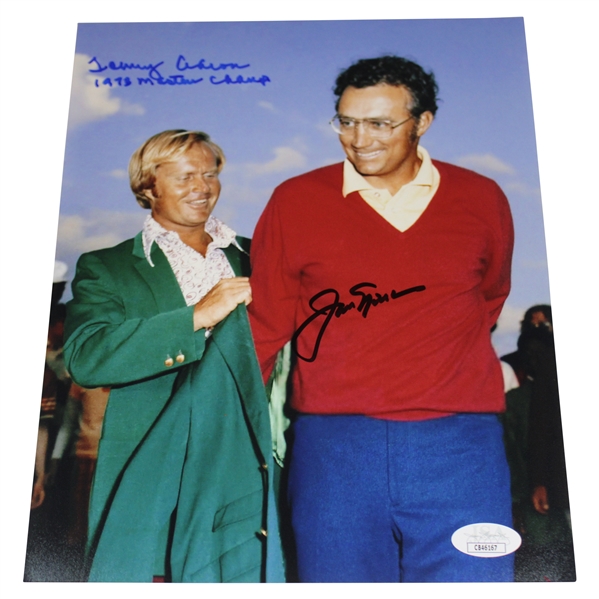 Jack Nicklaus & Tommy Aaron Dual Signed Green Jacket 8x10 Photo JSA #CB46167