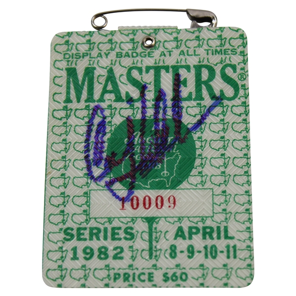 Craig Stadler Signed 1982 Masters Tournament SERIES Badge #10009 JSA ALOA