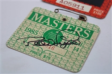 Bernhard Langer Signed 1985 & 1993 Masters Series Badges JSA ALOA
