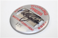 Nick Faldo Signed 1989 Masters Tournament Working Press Badge #128 JSA ALOA