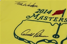 Arnold Palmer & Tom Watson Signed 2014 Masters Embroidered Flag JSA ALOA
