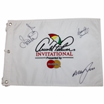 McDowell, Poulter & Snedeker Signed Arnold Palmer Inv. White Embroidered Flag JSA ALOA
