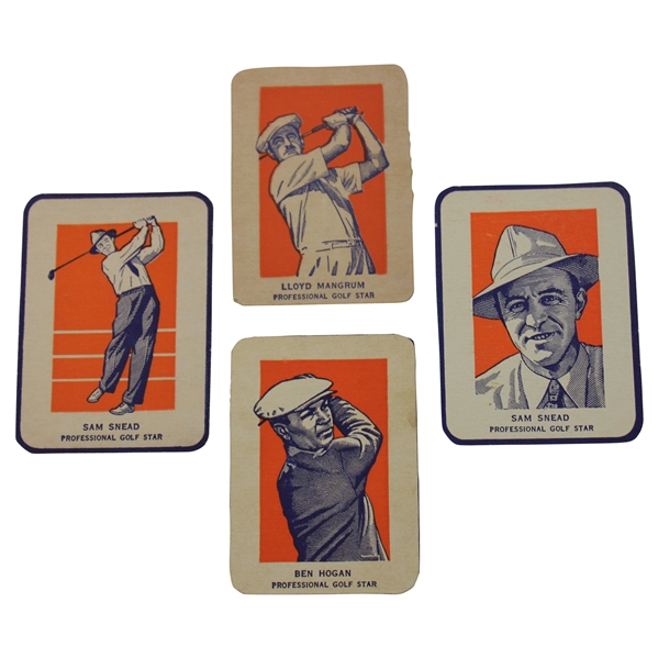 Ben Hogan, Lloyd Mangrum & Two (2) Sam Snead 1952 Wheaties Professional Golf Star Cut Cards