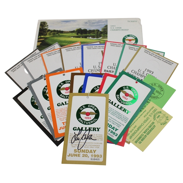 1993 US Open at Baltusrol Golf Club Ticket Set + Janzen Signed Sunday Tkt JSA ALOA 