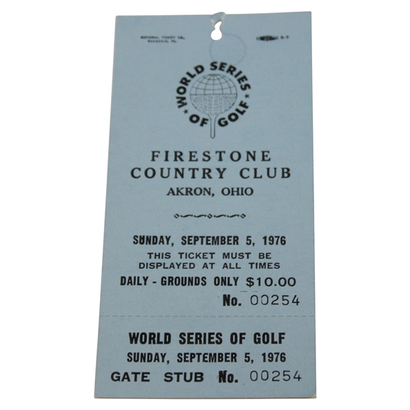 1976 World Series Of Golf at Firestone Country Club Sunday Ticket #00254