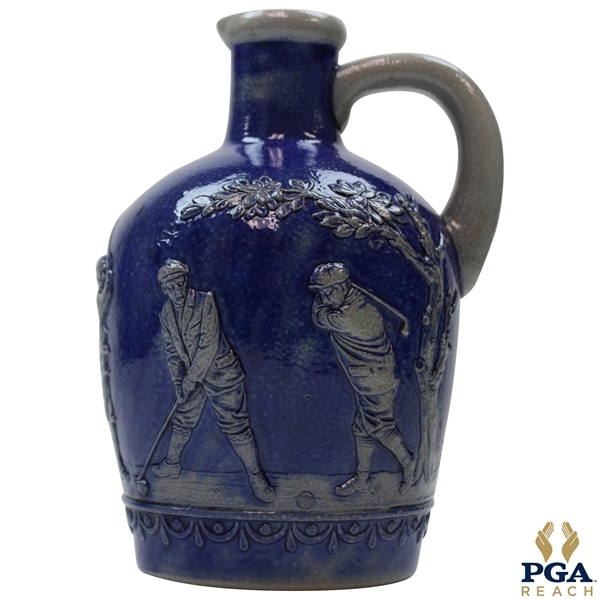 c.1900 Simon Peter Gerz of Lohr Ges Gesch German Golf Scene Blue Growler Jug