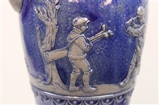 c.1900 Simon Peter Gerz of Lohr Ges Gesch German Golf Scene Blue Growler Jug