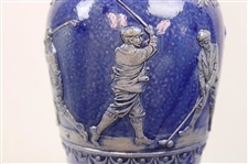 c.1900 Simon Peter Gerz of Lohr Ges Gesch German Golf Scene Blue Growler Jug