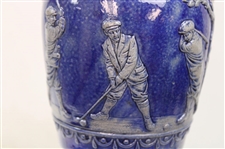 c.1900 Simon Peter Gerz of Lohr Ges Gesch German Golf Scene Blue Growler Jug