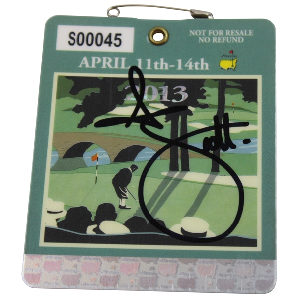 Adam Scott Signed 2013 Masters Tournament SERIES Badge #S00045 JSA ALOA