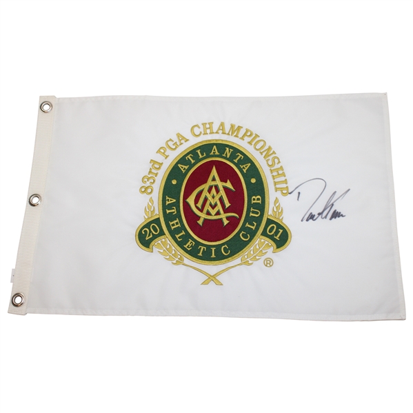 David Toms Signed 2001 PGA Championship at Atlanta Athletic Club Embroidered Flag JSA ALOA