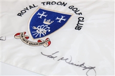 Tom Weiskopf Signed Royal Troon Embroidered Flag with 'Best Wishes' JSA ALOA