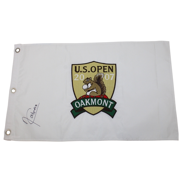 Angel Cabrera Signed 2007 US Open at Oakmont Embroidered Flag JSA ALOA