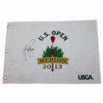 Justin Rose Signed 2013 US Open at Merion Embroidered Flag JSA ALOA