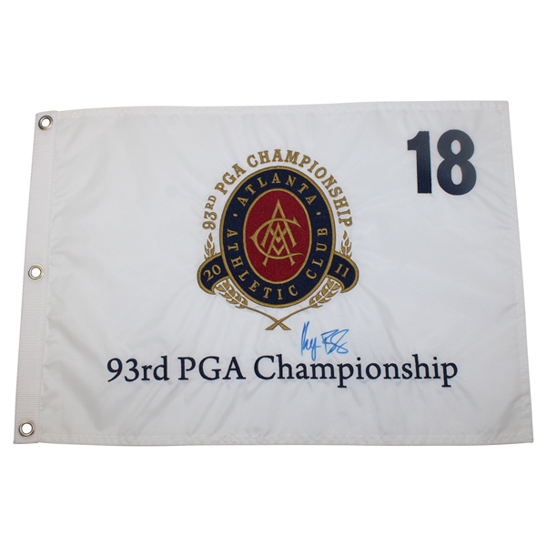 Keegan Bradley Signed 2011 PGA Championship at Atlanta Athletic Club Embroidered Flag JSA ALOA