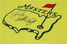 Tiger Woods & Scottie Scheffler Signed Replica Undated Masters Flag JSA ALOA