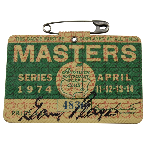 Gary Player Signed 1974 Masters Tournament SERIES Badge #4836 JSA ALOA