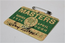Gary Player Signed 1974 Masters Tournament SERIES Badge #4836 JSA ALOA