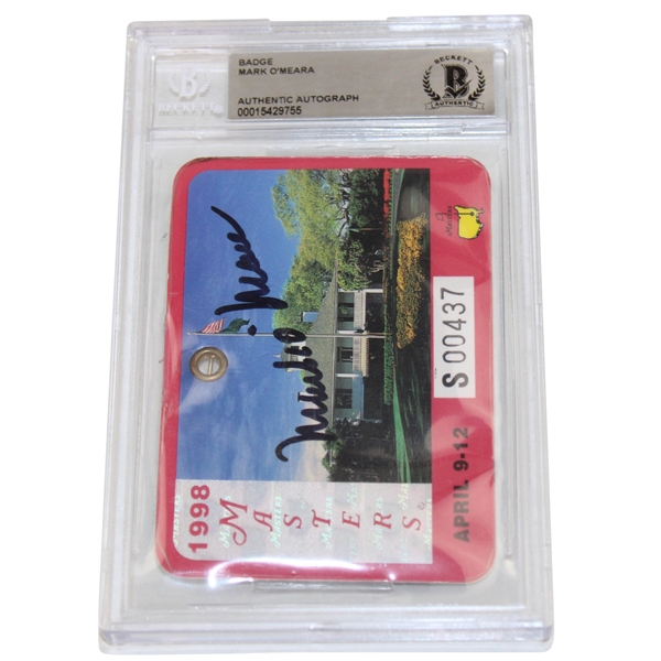 Mark OMeara Signed 1998 Masters Tournament SERIES Badge #S00437 Beckett Authentic