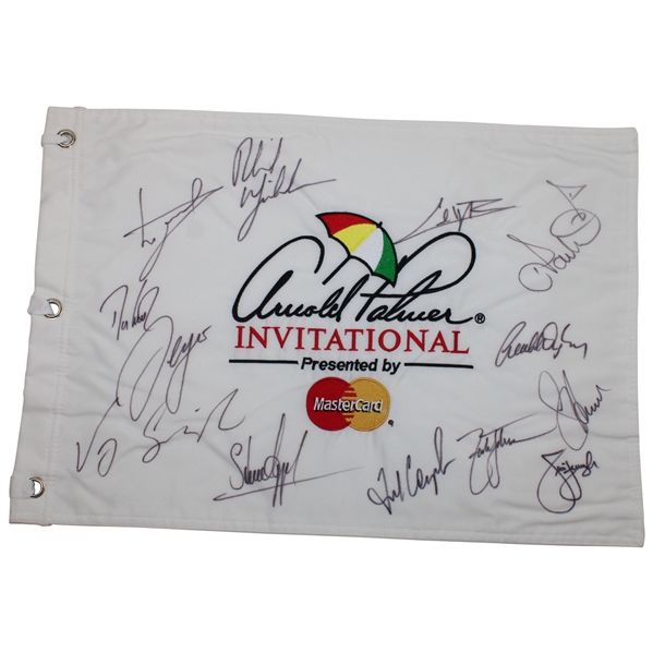 PGA Stars Multi-Signed Arnold Palmer Invitational White Embroidered Flag JSA ALOA