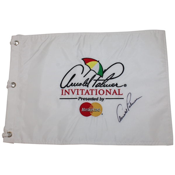 Arnold Palmer Signed Arnold Palmer Invitational White Embroidered Flag JSA ALOA