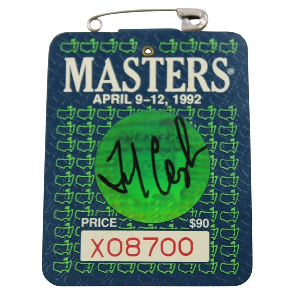 Fred Couples Signed 1992 Masters Tournament SERIES Badge #X08700 JSA ALOA