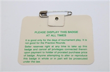 Bernhard Langer Signed 1985 Masters Tournament SERIES Badge #X14725 JSA ALOA
