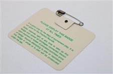 Bernhard Langer Signed 1985 Masters Tournament SERIES Badge #X14725 JSA ALOA
