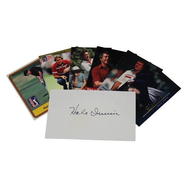 Hale Irwins Personal Signed 3x5 Card with Six (6) Golf Trading Cards JSA ALOA