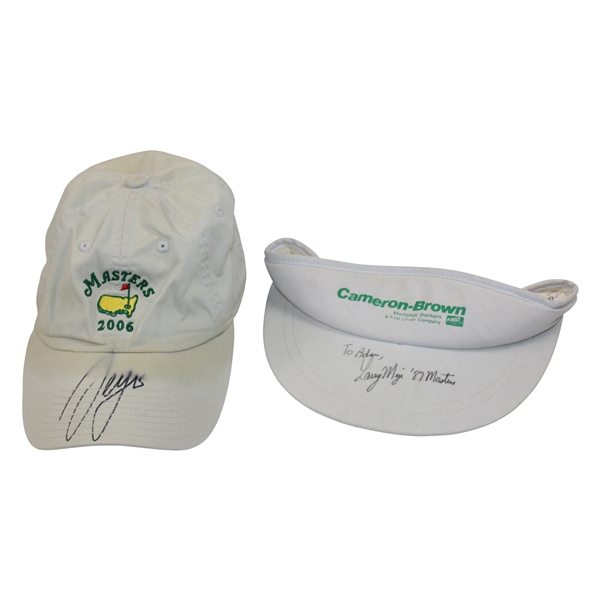 Sergio Garcia Signed 2006 Masters Tan Hat & Larry Mize Signed Visor JSA ALOA