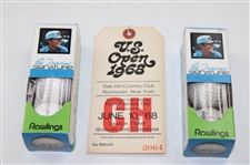 Lee Trevino Signed 1971 SI Magazine & 1968 US Open Ticket w/(2) Sleeves Trevino Signature Golf Balls JSA ALOA