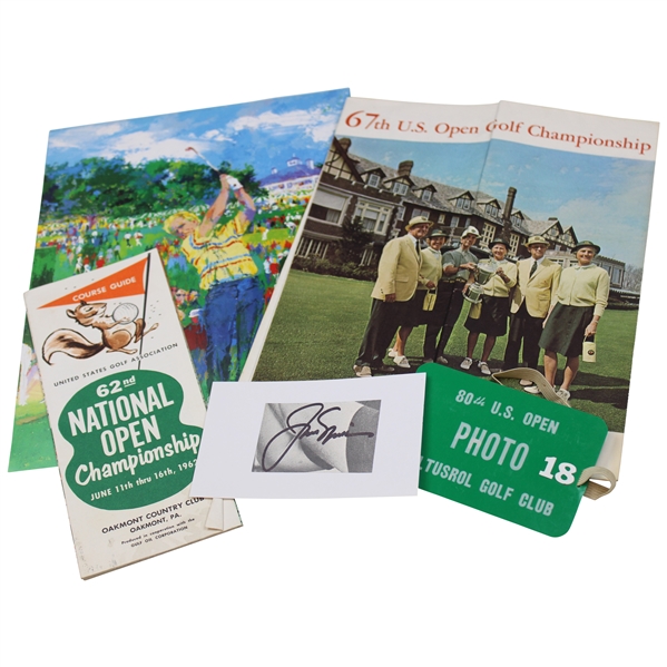 Jack Nicklaus US Open Lot incl. 1962 Course Guide from 1st Win & Signed Cut JSA ALOA