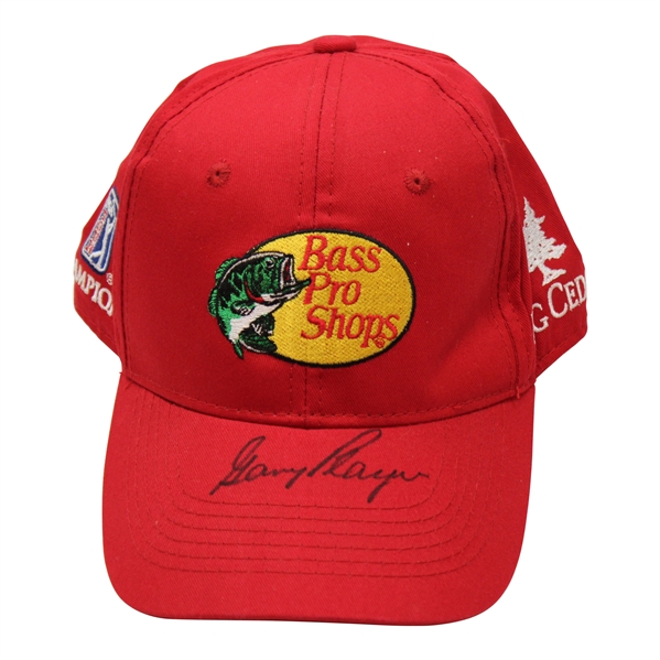 Gary Player Signed Red Champions Tour Bass Pro Shops Hat JSA ALOA